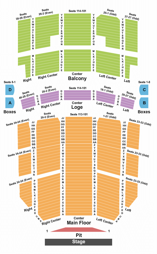 West Herr Auditorium Theatre Hamilton Seating Chart